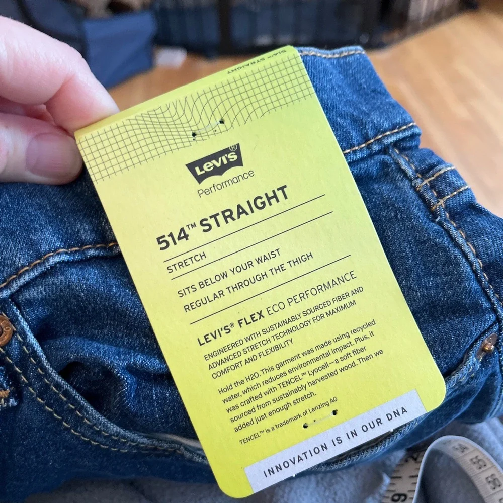 NWT Levi Strauss 514 Straight Dark Wash Jeans Unisex Size‎ 32x32